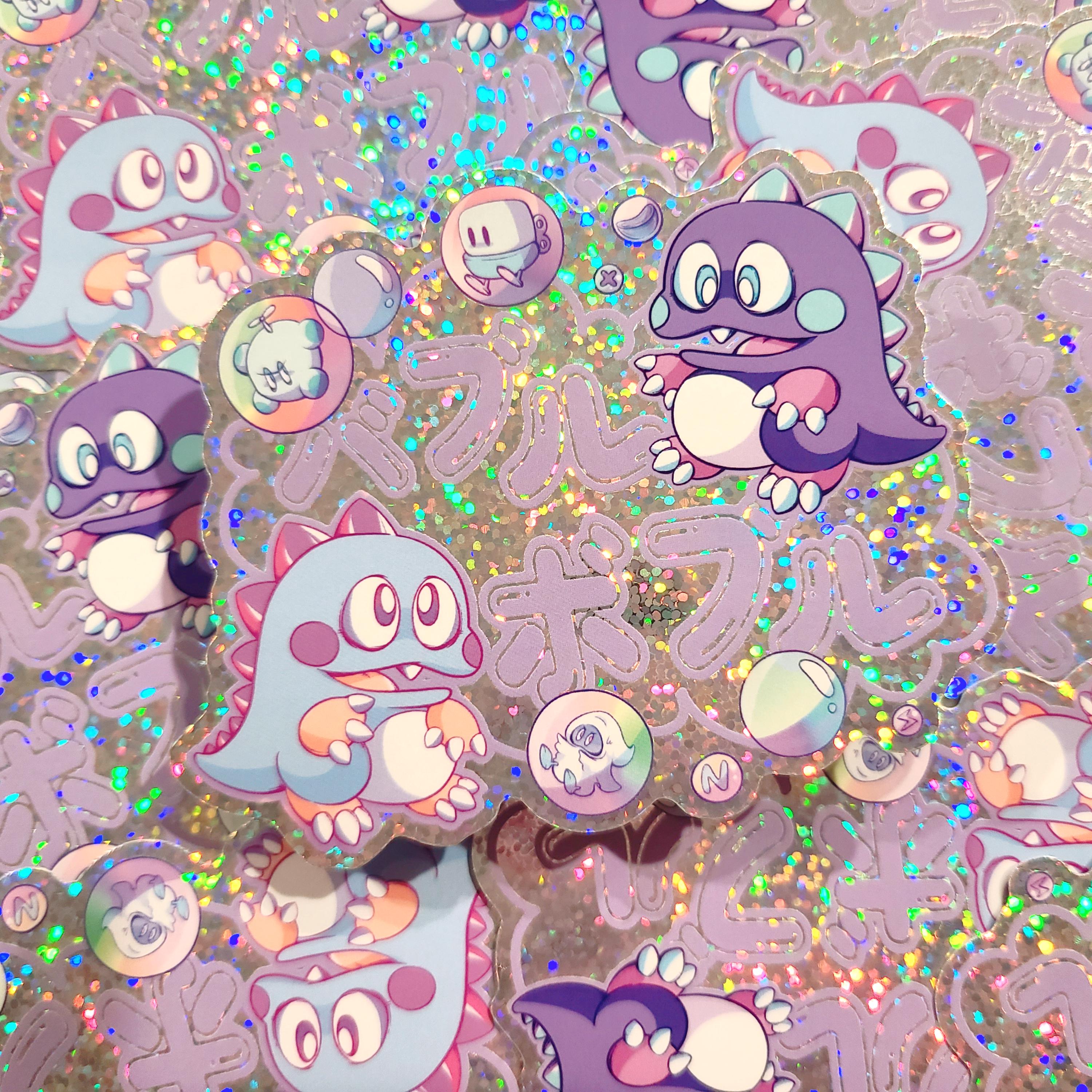 Bubble Bobble Sticker - LARGE Size Holographic Confetti Sparkle With ...