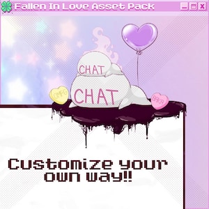 May include: A digital illustration of a white ghost with the word "CHAT" written on it. The ghost is surrounded by hearts and a purple balloon. The text "Customize your own way!" is at the bottom of the image.