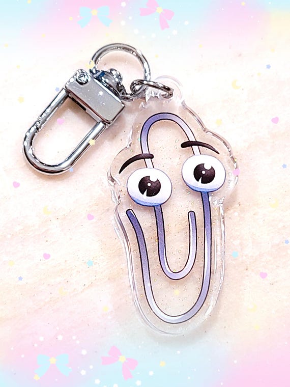 Clippy Keychain - from Microsoft Office / Word - Nostalgic Original Mascot Helper - Funny Paperclip Key Ring Character - Clippit