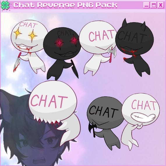 Stream Chat REVENGE - Streamer Avatar PNG Mascot Bundle for Twitch or Discord Gaming Stream Funny Overlays Cute Pet Icon