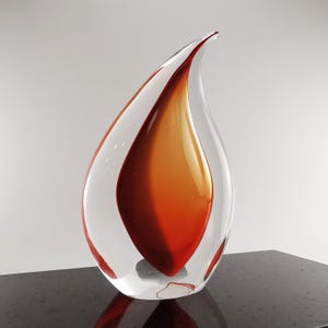 Geblazen glas chili rode sculptuur – Red Flame Art Decor, glanzend massief glazen accent voor thuis of collectie