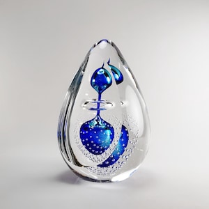 Handmade Blue Glass Sculpture: Modern Art Decor, 5.11&quot; Height