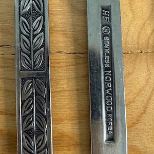 Vintage HK Rostfrei Norwood Besteck - Made in Korea - Hanford Forge Rostfrei Silberbesteck - MCM Blätter / Blatt Design