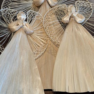 Cornhusk Christmas Angels - Wall Hanging Holiday Angels made of Cornhusk - Handmade set of 3 - Holiday Decor