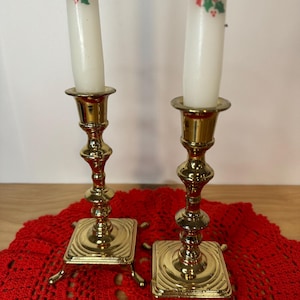 Pair of Vintage Brass Candlestick Holders - Made in England - Decor / Wedding / Dining Table Decor