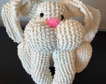 Vintage Chunky Chenille Bunny - verzwaarde buik - Cottagecore