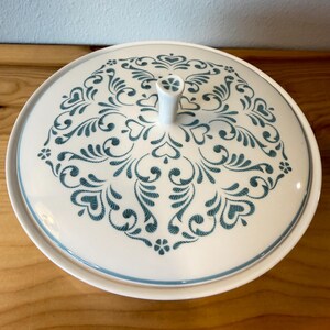 Vintage Franciscan Blue Fancy Covered Dish 1.75 Quart | Whitestone Ware Japan | Blue & White Floral Serving Bowl