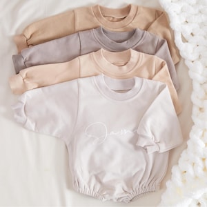 Custom Puff Name Baby Romper Sweatshirt, Personalized Bubble Baby Bodysuit, Baby Birthday Newborn Gift, Baby Shower Gift,Baby Christmas Gift