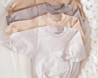 Custom Puff Name Baby Romper Sweatshirt, Personalized Bubble Baby Bodysuit, Baby Birthday Newborn Gift, Baby Shower Gift,Baby Christmas Gift