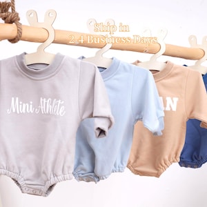 Matching Custom Puff Name Checkered Sweatshirt Bodysuit, Personalized Bubble Romper, Baby Shower Gift, Baby Birthday, Baby Christmas Gift