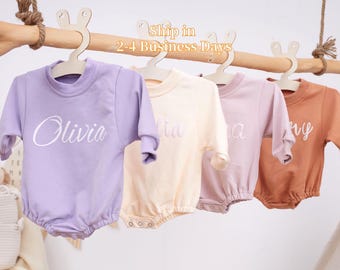 Custom Puff Name Baby Romper Sweatshirt, Personalized Bubble Baby Bodysuit, Baby Birthday Newborn Gift, Baby Shower Gift,Baby Christmas Gift