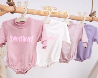 Custom Baby Onesie, Personalized Puff Girl Romper, Custom Name Romper, Minimalist  baby Bodysuit,Baby Birthday Gift, Baby Shower Gift