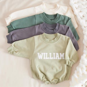 Custom Puff Name Baby Romper Sweatshirt, Personalized Bubble Baby Bodysuit, Baby Birthday Newborn Gift, Baby Shower Gift,Baby Christmas Gift