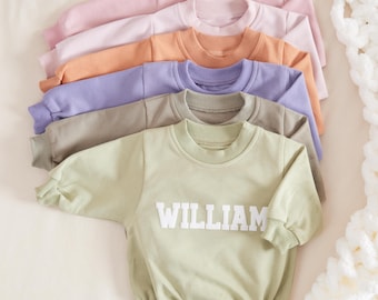 Custom Puff Name Baby Romper Sweatshirt, Personalized Bubble Baby Bodysuit, Baby Birthday Newborn Gift, Baby Shower Gift,Baby Christmas Gift