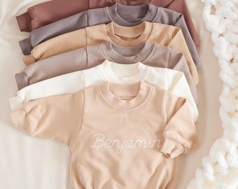 Custom Puff Name Baby Romper Sweatshirt, Personalized Bubble Baby Bodysuit, Baby Birthday Newborn Gift, Baby Shower Gift,Baby Christmas Gift