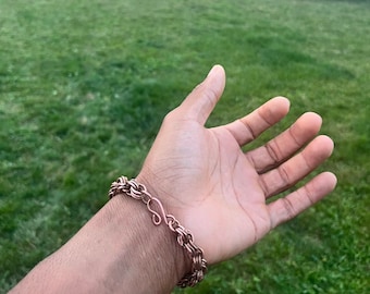 Thick Copper Link Bracelet | Handmade Heavy Chain Jewelry | Unisex Statement Copper Bracelet | Raw Metal Style