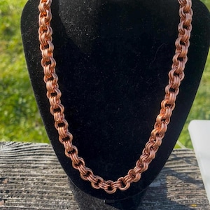 Collar de cadena de cobre puro: joyería de sanación energética, conexión a tierra y protección espiritual.