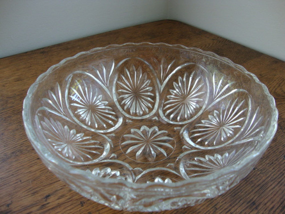 Anchor Hocking Medallion bowl clear glass bowl star and cameo Etsy