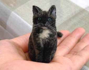 Aangepaste naaldvilt kat beeldje, handgemaakte wollen huisdier replica, gepersonaliseerde kat Memorial aandenken,