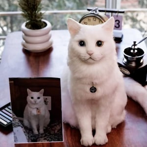 Custom Needle Felted Cat Figurine – Realistic Wool Felt Pet Sculpture, Handmade Pet Loss Keepsake