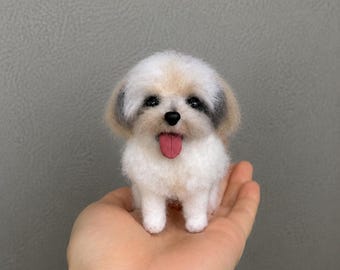 Statuetta di cane personalizzata in feltro ad ago, replica 3D di animale domestico in lana realizzata a mano, decorazione per la casa per amanti dei cani