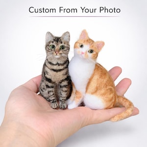 カスタムニードルフェルト猫、パーソナライズされたペット肖像画、手作り猫メモリアルギフト