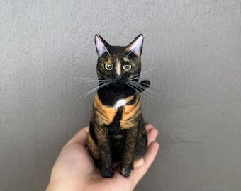 Custom Wool Cat Portrait from Photo, Pet Memorial Gift, Needle Felted Cat Ornament