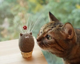 Collezione di baffi di animali domestici in feltro fatti a mano - Figurina di gattino in feltro di lana morbida - Adorabile decorazione per gatti