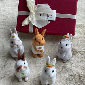 Mini Felted Bunny Sculpture, Easter Bunny Eggs, Woodland Animal Doll, Wool Rabbit Figurine, Needle Felted Animal Toy, Bunny Gift for Her