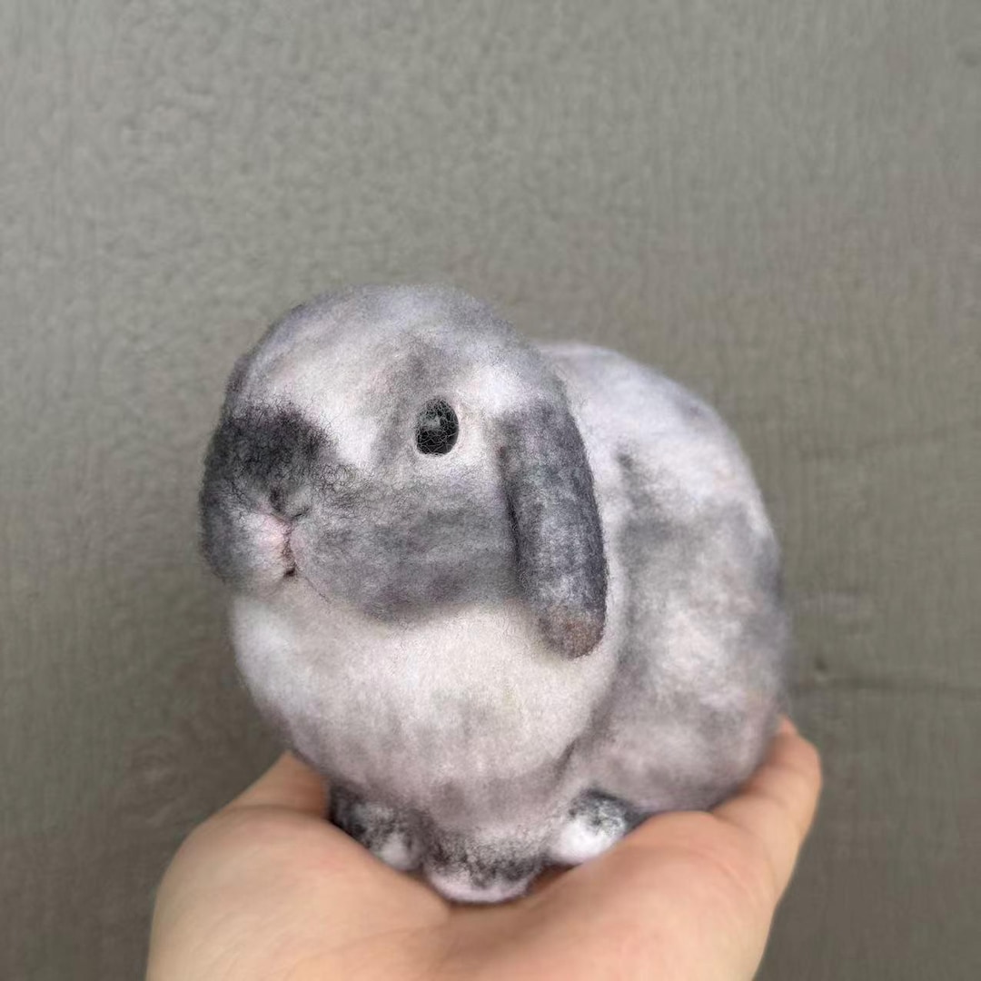Custom Needle Felted Rabbit Figurine, Handmade Wool Bunny Sculpture ...