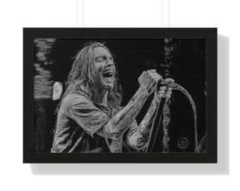 Rock Singer Concert Framed Poster, Music Wall Art, Black and White Home Decor, Music Lover Gift, Musician Art Print