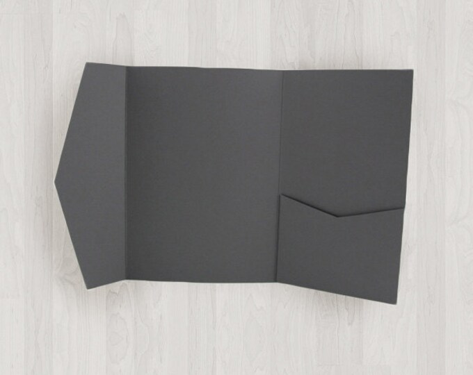 Large Vertical Pocket Enclosures Gray, Black & Silver DIY Invitations