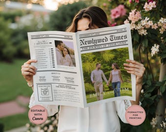 Newspaper Template for Wedding with Photo, Bridal Newspaper (Digital Download)