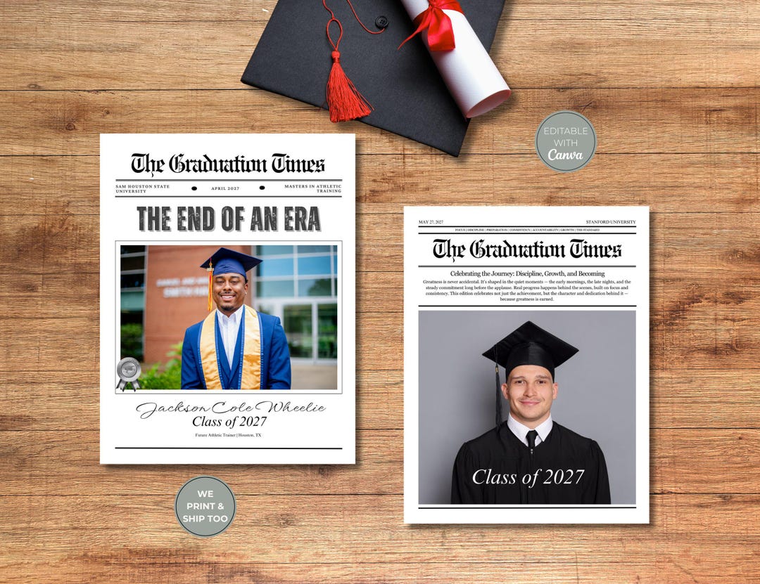 Graduation Media Guide The Graduation Times Newspaper Template in Canva, News Paper for ...