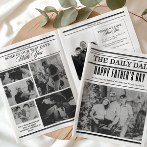 Sjabloon Canva Vaderdagkrant, bewerkbare instant downloadcadeaus, eerste DIY Vaderdagcadeau voor echtgenoot, afdrukbare kaart voor papa, 106