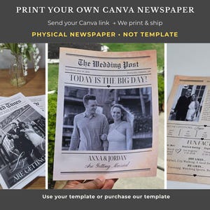 Canva Newspaper Printing Service, Print Your Own Newspaper Brochure, Photo Prop Printed and Shipped, Wedding Program, Bulk Newspaper Tabloid