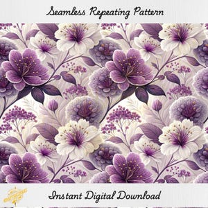 Floral Seamless Pattern: Purple Flower Digital Paper (PNG Download)