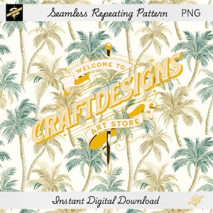 Tropical Palm Seamless Pattern: PNG File for Fabric & Wallpaper (Digital Download)