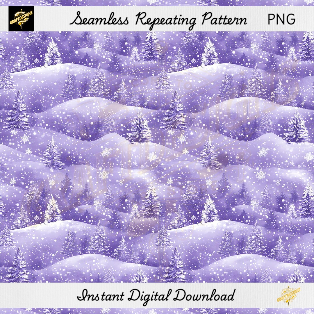 Winter Wonderland Seamless Pattern, Lilac Purple Christmas (PNG Digital ...