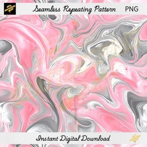 Naadloos roze grijs marmerpatroon, vloeiend abstract wervelingsontwerp (digitale download)