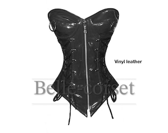 NEW WOMEN LEATHER Corset , waist training steel boned corset heavy duty overbust corset women&#39;s tight lacing body shaper corset