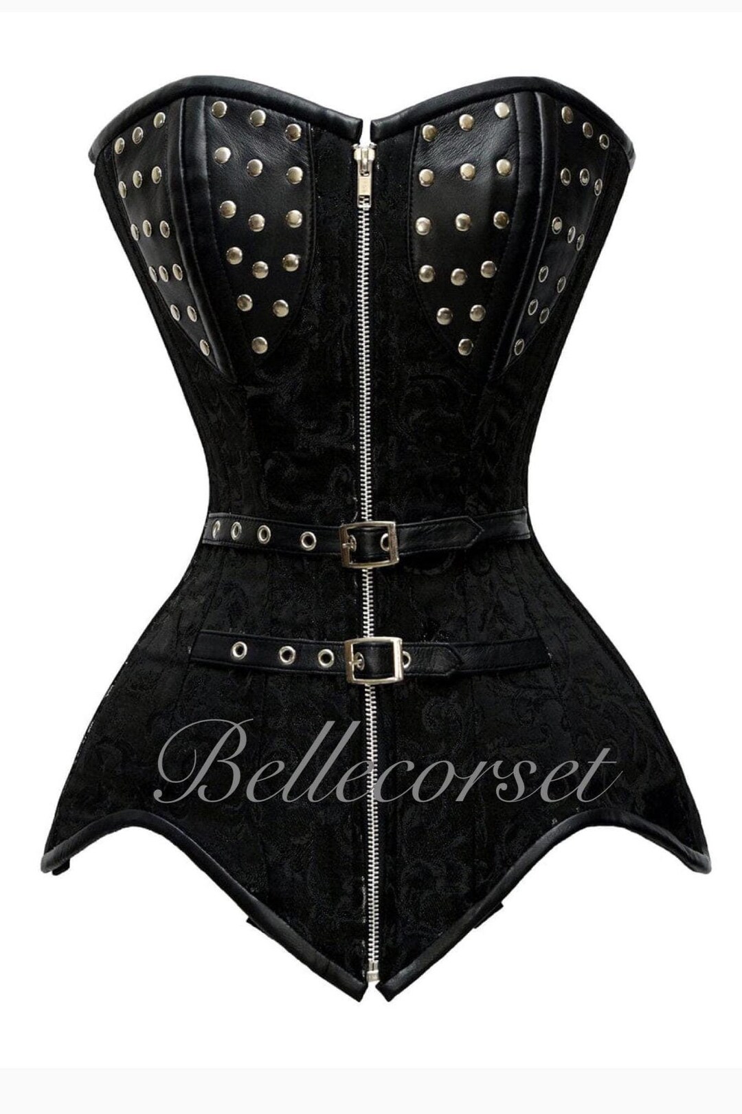 Sasja Silver Brocade Overbust Corset With Chain Details main image 0