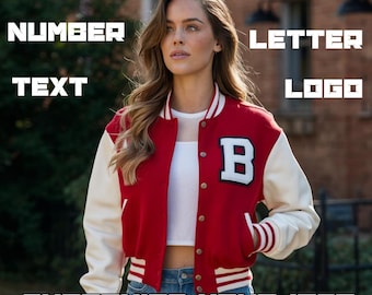 WOMEN CROPPED JACKET| Crop Varsity Jacket| Customizable Letterman Bomber| Wool Body & Leather Sleeves Cropped Varsity Style| Best Gift Idea