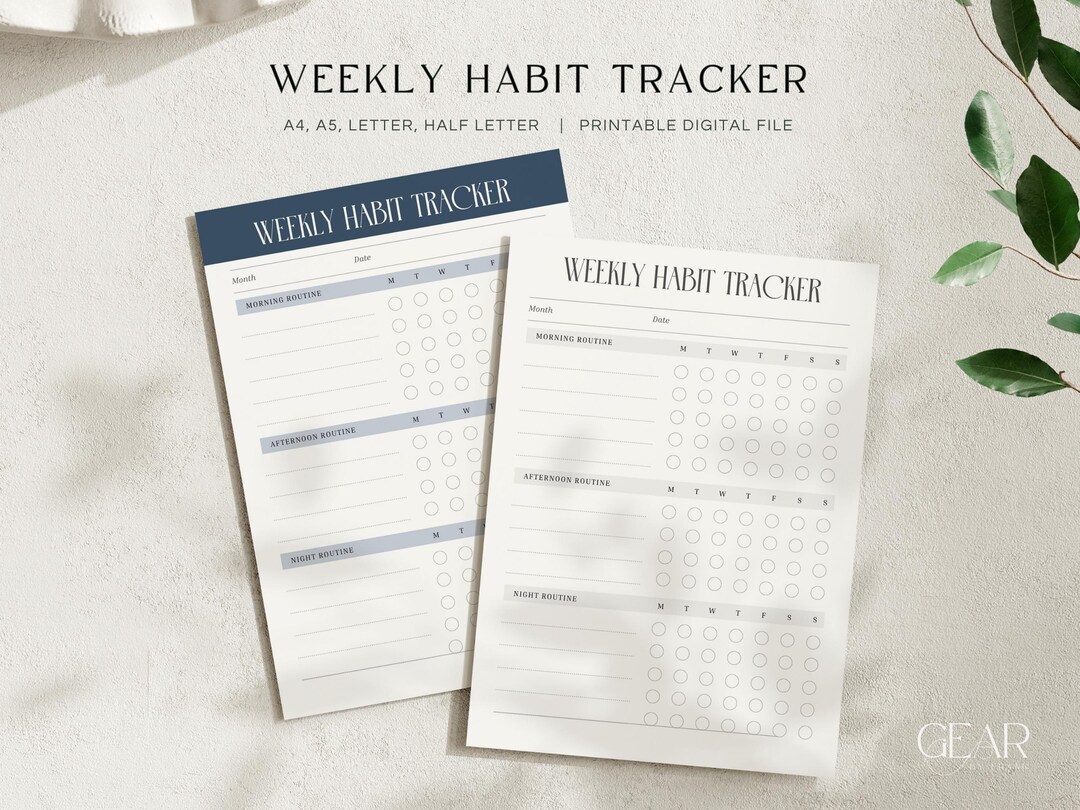 Weekly Habit Tracker Printable, Minimalist Progress Challenge PDF ...