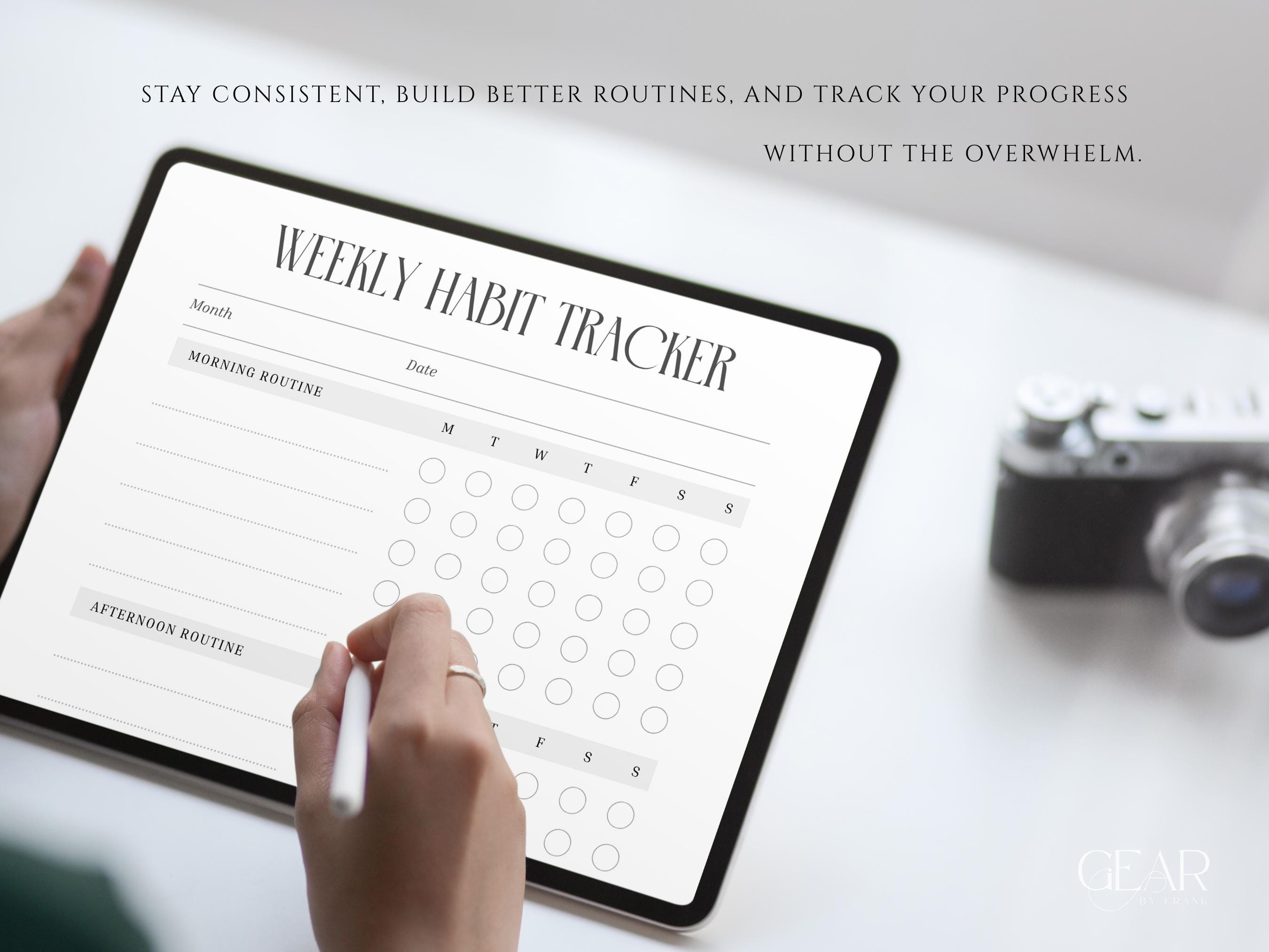 Daily Routine Tracking Progress File Weekly Habit Tracker Printable, Minimalist Progress Challenge PDF ...