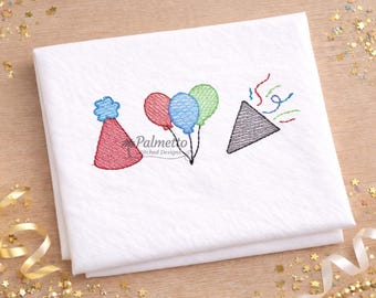 Celebrate Embroidery Design Birthday Party Balloon Machine Embroidery File Digital Download