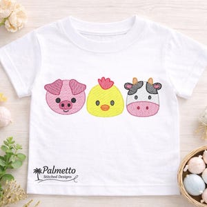Farm Animal Embroidery Design | Pig Cow Chicken Sketch Fill | Farm Trio