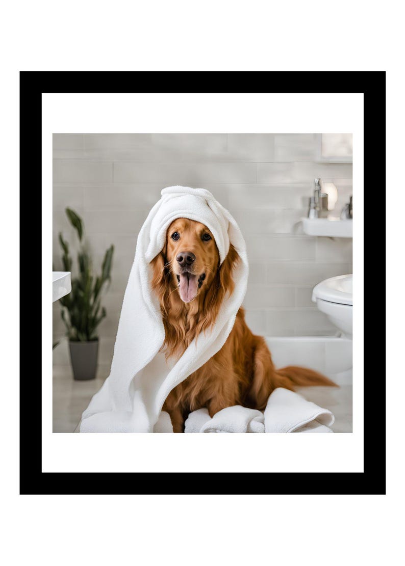 Golden Retriever Bathroom Wall Art, Bathroom Print, Bathroom Wall Art ...