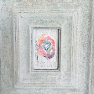 Mixed Media Plaster Collage Artwork Pale Green, Pastel Hand Painted Framed Wall Decor, European Inspired Frame, Nursery, Textured Frame