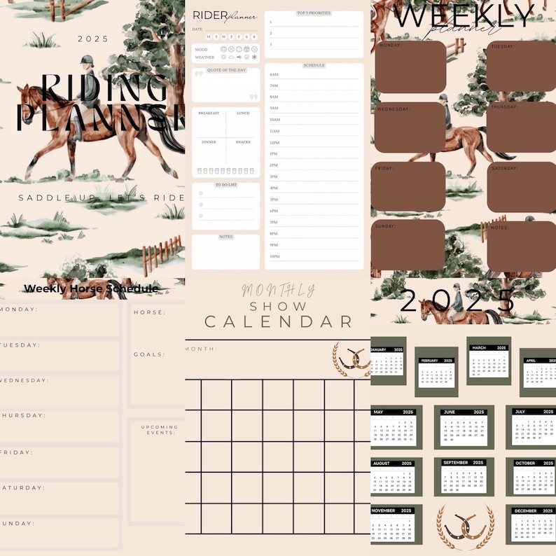 2025 Riding Planner for Equestrians Daily Planner Weekly Planner ...